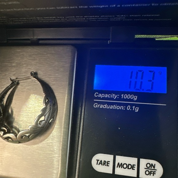 Sterling Silver 1” Filigree Pierced Ear Hoop Earrings .925 - Picture 8 of 9